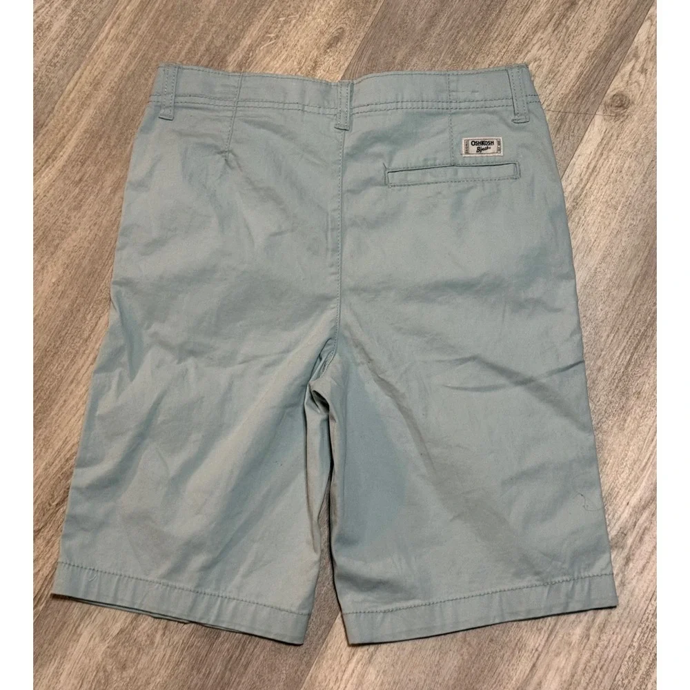 OshKosh B'gosh Boys Chino Shorts Light Blue Size 12 Flat‎ Front Cotton Blend